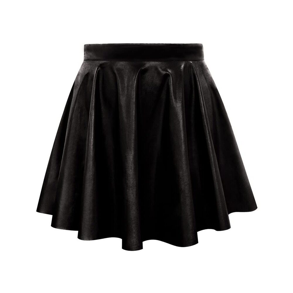 5469 Plus Size Skirts Leather Adjustable Zipper Mini Skirt Casual Swing A